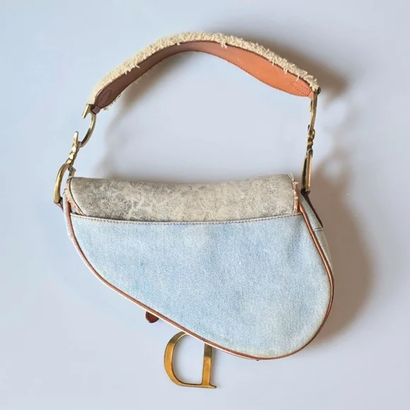 Dior Saddle Bag Denim Shearling - Picture 2 of 15
